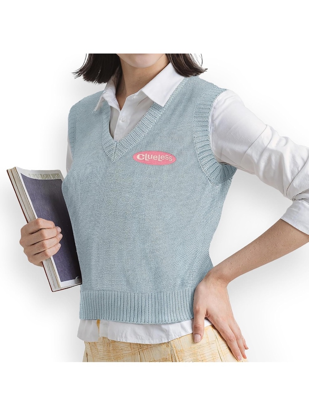 Clueless Light Blue V-Neck Sweater Vest nwot